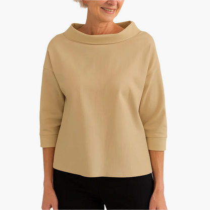 Women's Elegant 3/4 Sleeve High Collar Top – Versatile Everyday and Formal Style