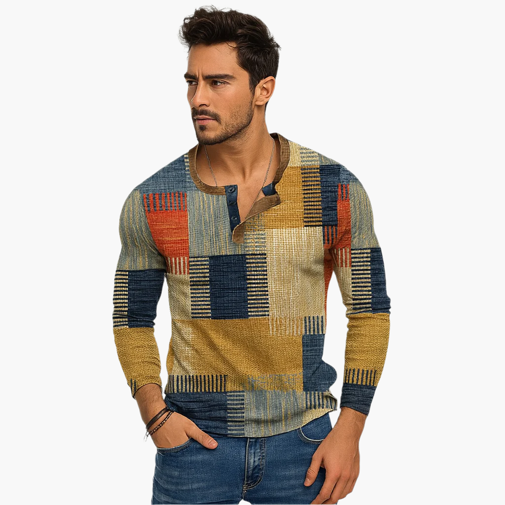 Men's Casual Patchwork Knit Pullover Sweater – Modern Autumn Winter Style