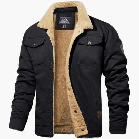 Men's Vintage Winter Bomber Jacket with Sherpa Lining – Stylish and Warm Casual Outerwear