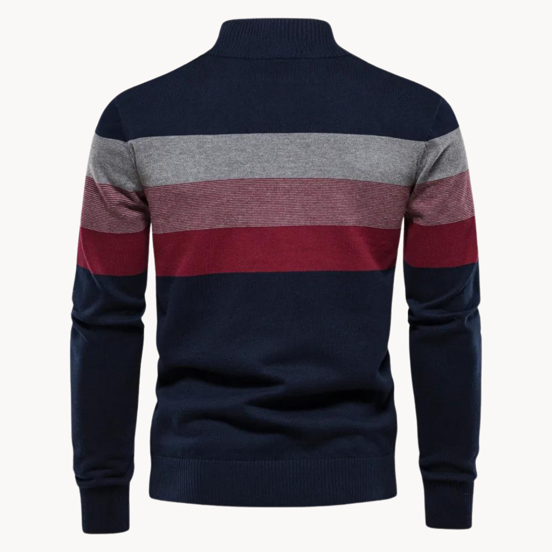 Men's Striped Quarter-Zip Sweater Classic Style for Everyday Wear
