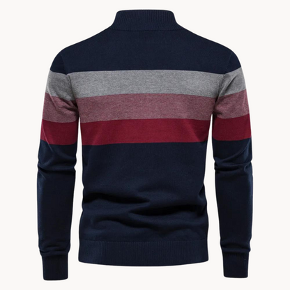 Men's Striped Quarter-Zip Sweater Classic Style for Everyday Wear