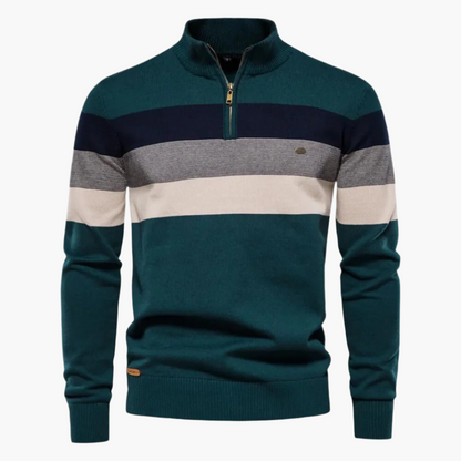 Men's Striped Quarter-Zip Sweater Classic Style for Everyday Wear
