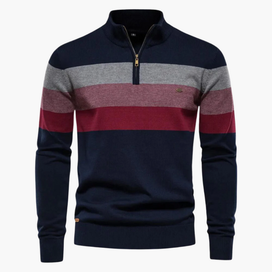 Men's Striped Quarter-Zip Sweater Classic Style for Everyday Wear