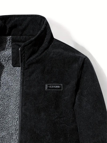 Men's Casual Winter Corduroy Jacket with Warm Fleece Lining