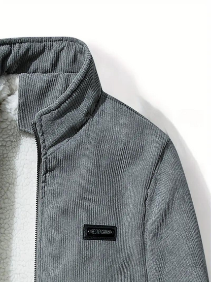 Men's Casual Winter Corduroy Jacket with Warm Fleece Lining