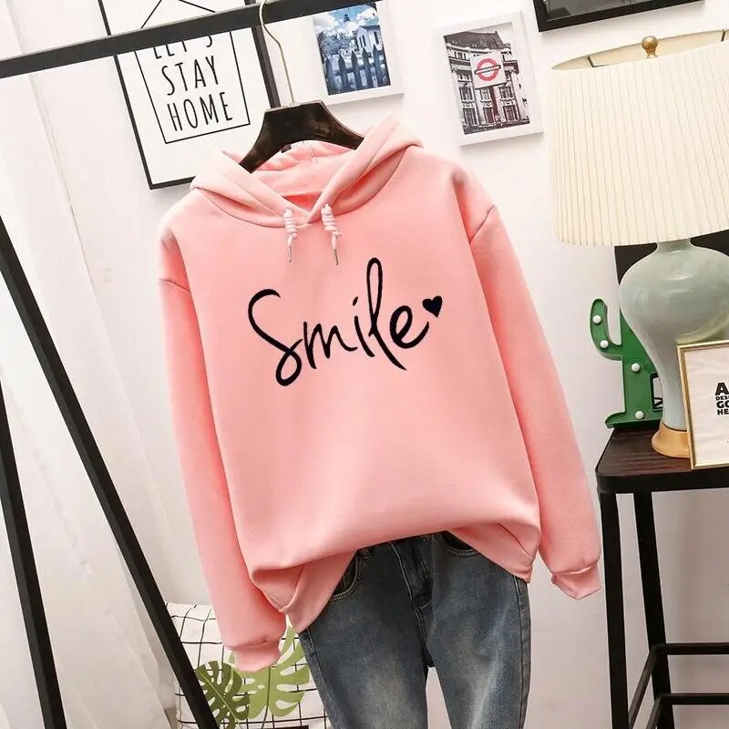 Lily – Unisex Casual Hoodie with Smile Print