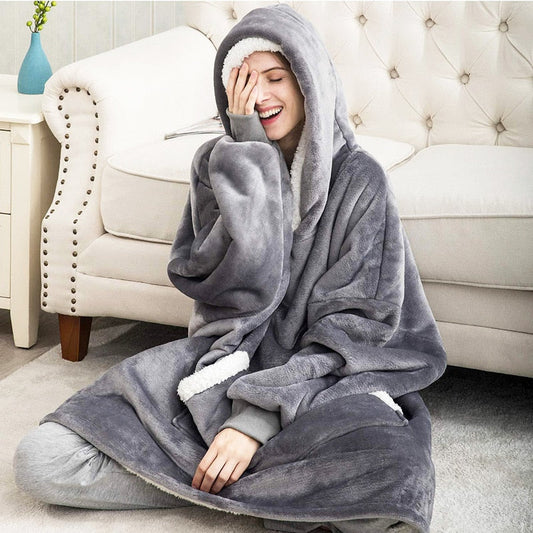 Women's Oversized Cozy Hoodie Blanket – Ultra-Soft Fleece Lounging Wearable Blanket