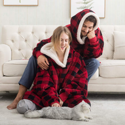 Women's Oversized Cozy Hoodie Blanket – Ultra-Soft Fleece Lounging Wearable Blanket