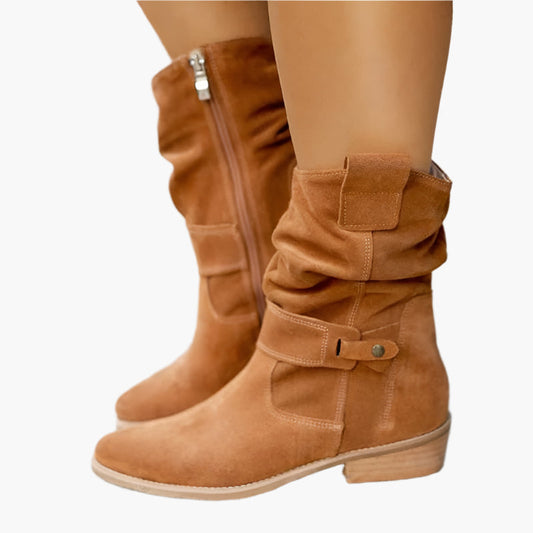 Women's Low-Cut Suede Boots with Zipper, Casual Slip-On Comfort Ankle Booties