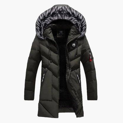 Men's Hooded Parka Winter Coat with Faux Fur Trim - Stylish Warm Jacket for Cold Weather