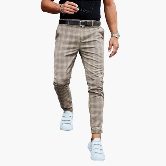 Men's Slim Fit Plaid Casual Chino Pants – Trendy Checkered Trousers for Everyday Style