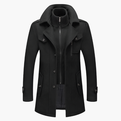 Men's Elegant Winter Long Coat with Stand Collar – Stylish Outerwear for Cold Seasons