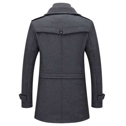 Men's Elegant Winter Long Coat with Stand Collar – Stylish Outerwear for Cold Seasons