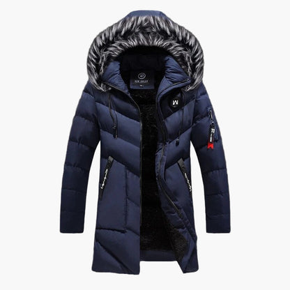 Men's Hooded Parka Winter Coat with Faux Fur Trim - Stylish Warm Jacket for Cold Weather