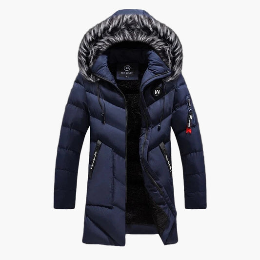 Men's Hooded Parka Winter Coat with Faux Fur Trim - Stylish Warm Jacket for Cold Weather