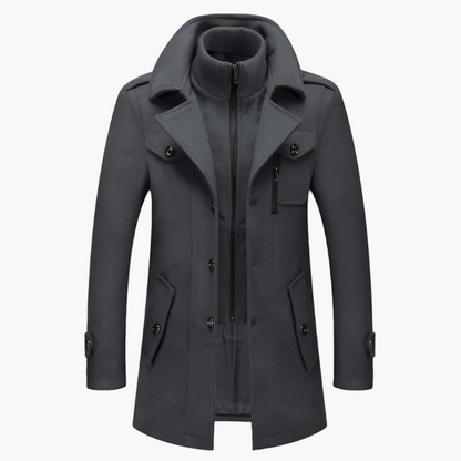 Men's Elegant Winter Long Coat with Stand Collar – Stylish Outerwear for Cold Seasons