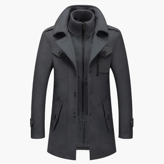Men's Elegant Winter Long Coat with Stand Collar – Stylish Outerwear for Cold Seasons