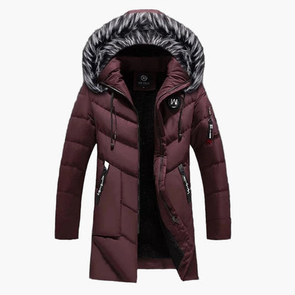 Men's Hooded Parka Winter Coat with Faux Fur Trim - Stylish Warm Jacket for Cold Weather