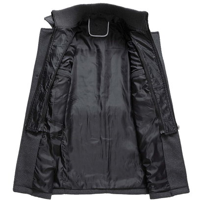 Men's Elegant Winter Long Coat with Stand Collar – Stylish Outerwear for Cold Seasons