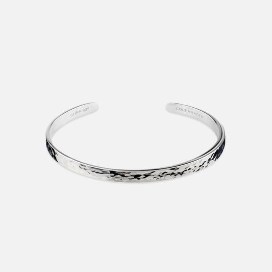 Jacob – Men's Slim Silver Bracelet with Hammered Texture