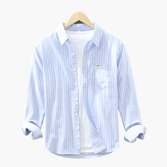 Men's Classic Striped Button-Up Shirt – Casual Summer Elegance