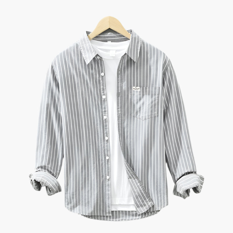 Men's Classic Striped Button-Up Shirt – Casual Summer Elegance