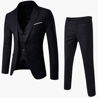 Men's Three-Piece Formal Slim Fit Suit with Vest – Ideal for Weddings and Business
