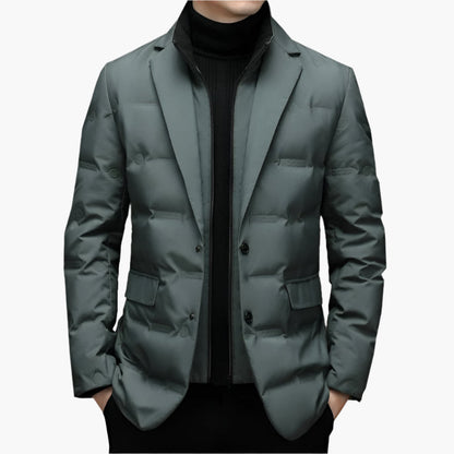 Men's Classic Tailored Puffer Blazer – Stylish Winter Business Jacket