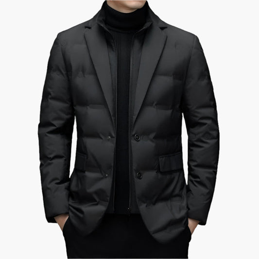 Men's Classic Tailored Puffer Blazer – Stylish Winter Business Jacket