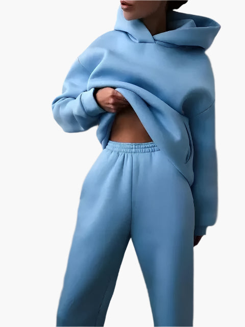 Women's Relaxed Hoodie and Jogger Lounge Set – Casual Winter Outfit, Comfortable Loungewear