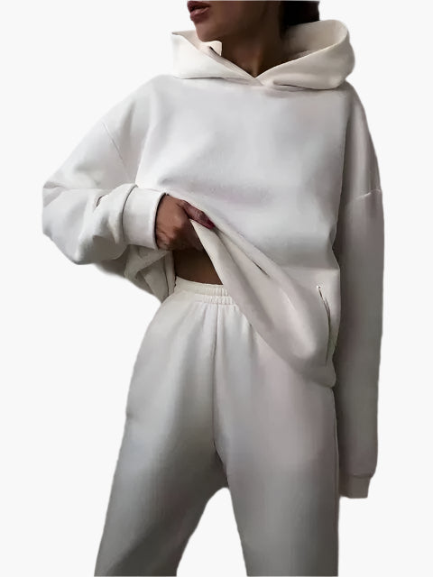 Women's Relaxed Hoodie and Jogger Lounge Set – Casual Winter Outfit, Comfortable Loungewear