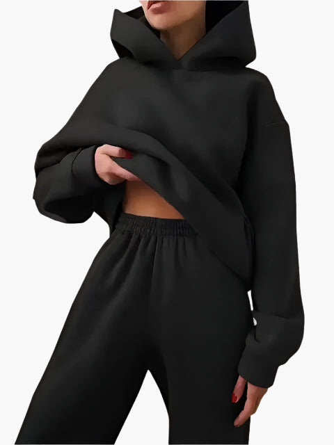 Women's Relaxed Hoodie and Jogger Lounge Set – Casual Winter Outfit, Comfortable Loungewear