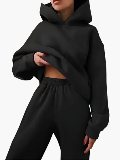 Women's Relaxed Hoodie and Jogger Lounge Set – Casual Winter Outfit, Comfortable Loungewear
