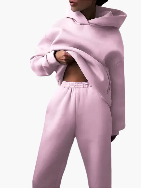 Women's Relaxed Hoodie and Jogger Lounge Set – Casual Winter Outfit, Comfortable Loungewear