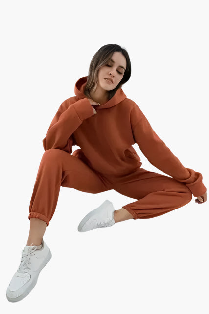 Women's Relaxed Hoodie and Jogger Lounge Set – Casual Winter Outfit, Comfortable Loungewear