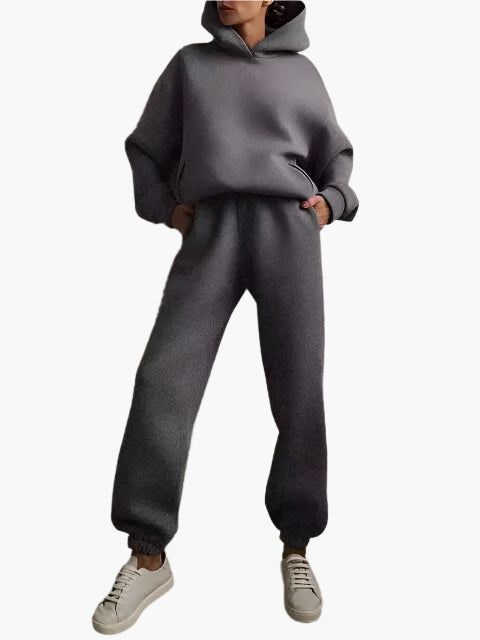 Women's Relaxed Hoodie and Jogger Lounge Set – Casual Winter Outfit, Comfortable Loungewear