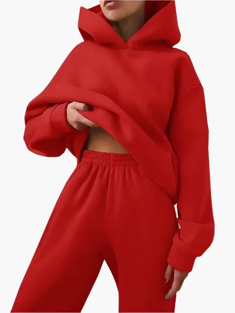 Women's Relaxed Hoodie and Jogger Lounge Set – Casual Winter Outfit, Comfortable Loungewear