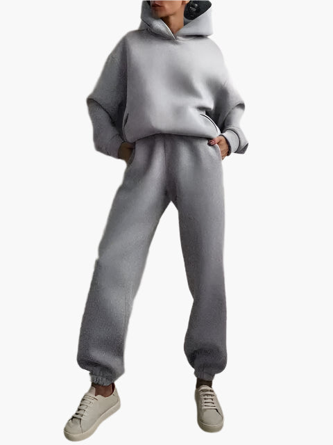 Women's Relaxed Hoodie and Jogger Lounge Set – Casual Winter Outfit, Comfortable Loungewear