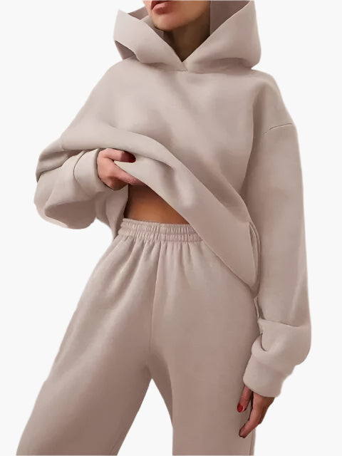 Women's Relaxed Hoodie and Jogger Lounge Set – Casual Winter Outfit, Comfortable Loungewear