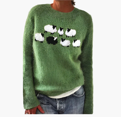Women's Retro-Style Knitted Sweater, Casual Vintage Pullover for Autumn Winter