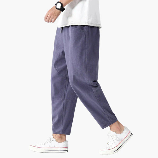 Men's Relaxed Fit Cropped Casual Pants Streetwear Tapered Ankle-Length