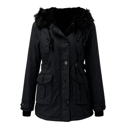 Women's Winter Parka Jacket with Faux Fur Hood – Elegant Outdoor Coat for Cold Weather