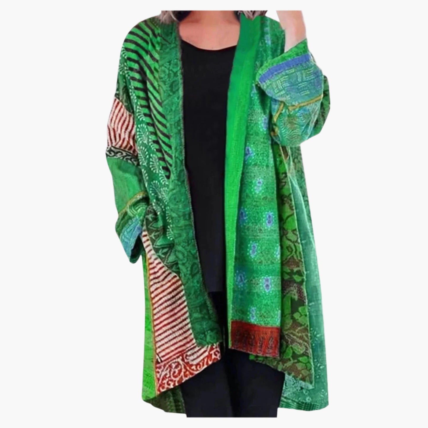 Women's Vintage Boho Open Front Kimono Cardigan – Casual Oversized Layer for Effortless Style