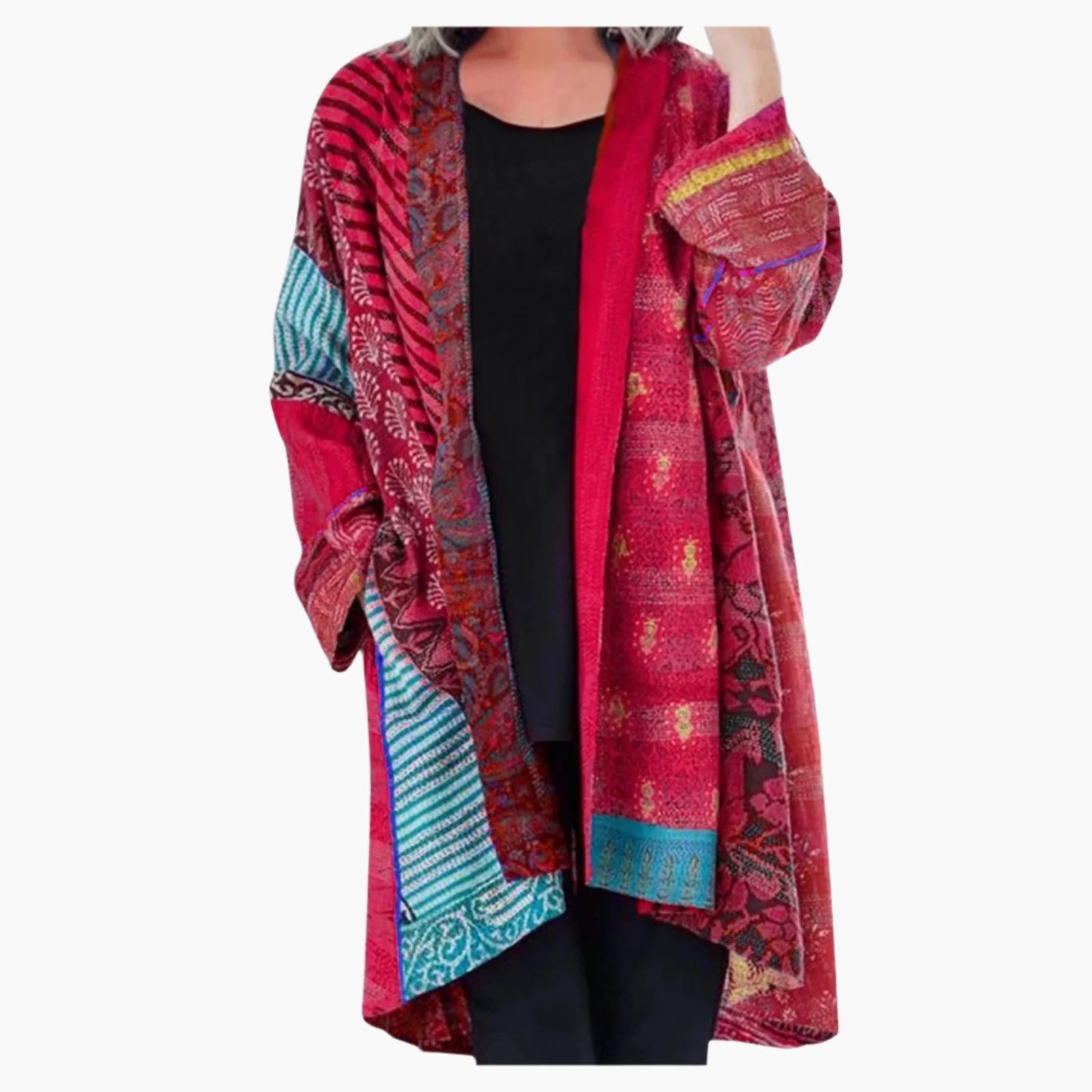 Women's Vintage Boho Open Front Kimono Cardigan – Casual Oversized Layer for Effortless Style