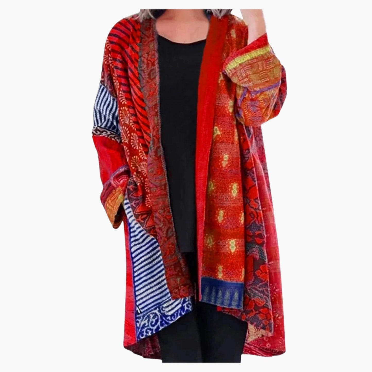 Women's Vintage Boho Open Front Kimono Cardigan – Casual Oversized Layer for Effortless Style