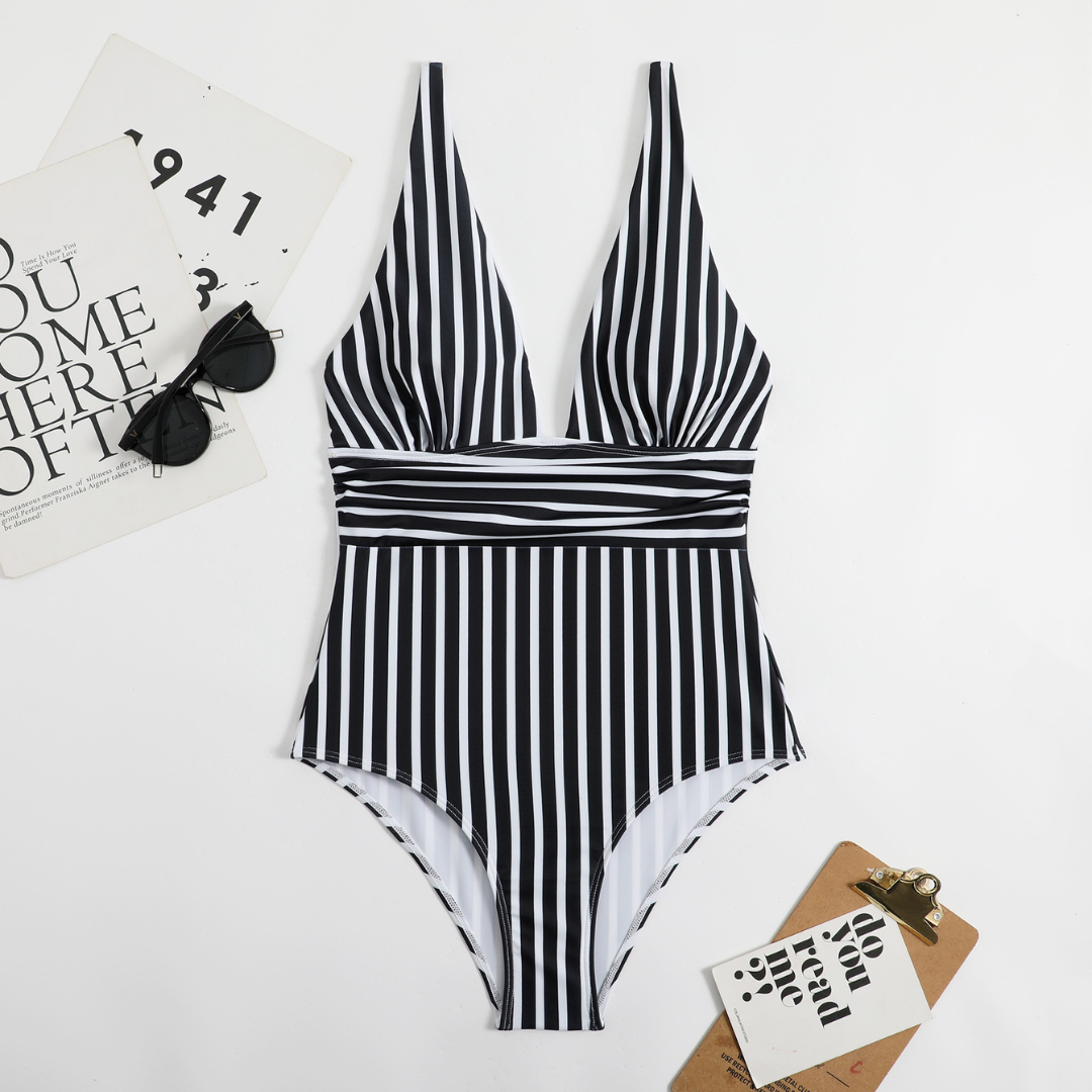 Heather – Women's Luxe Swimsuit with Elegant Stripes