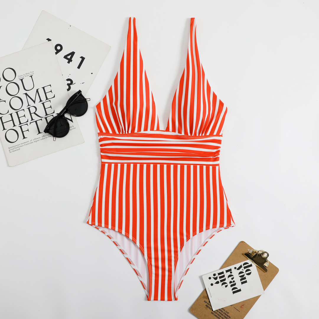 Heather – Women's Luxe Swimsuit with Elegant Stripes