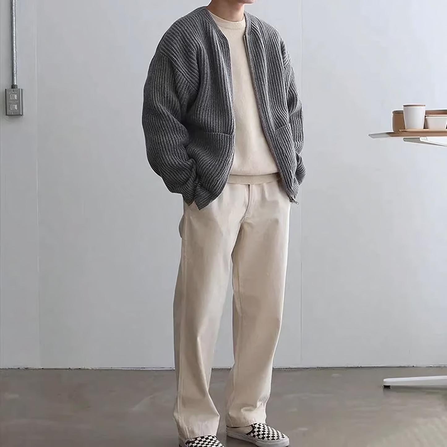 Men's Minimalist Knit Zip Cardigan for Everyday Comfort and Style