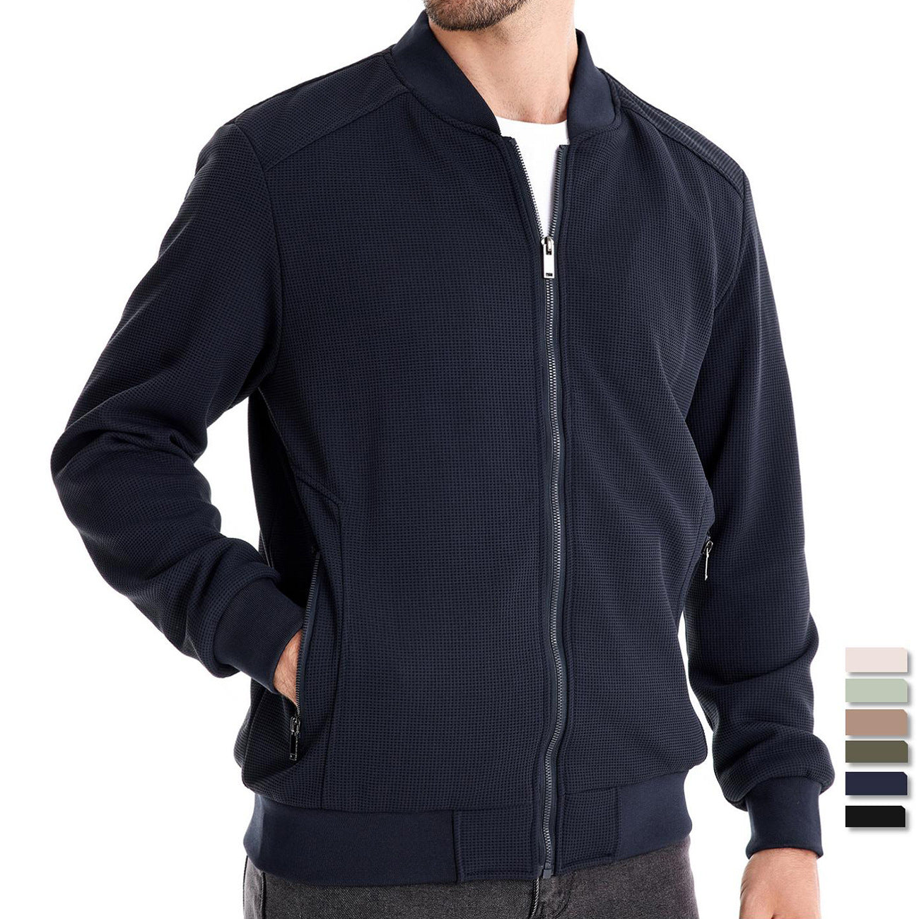 Men's Casual Bomber Jacket Lightweight Streetwear Outerwear