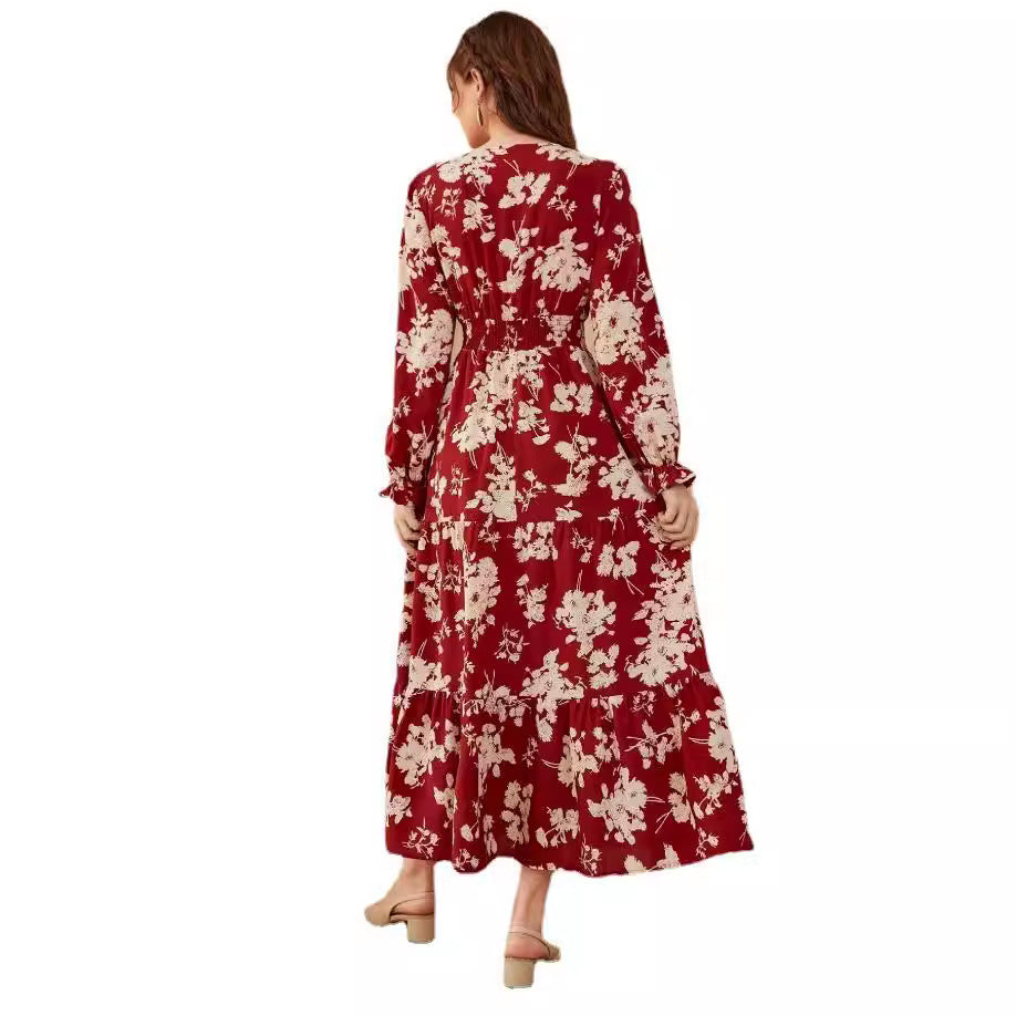 Abigail – Long Sleeve Maxi Dress with V-Neck